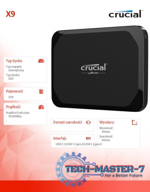 Dysk SSD X9 2TB USB-C 3.2 Gen2 Dysk SSD X9 2TB USB-C 3.2 Gen2