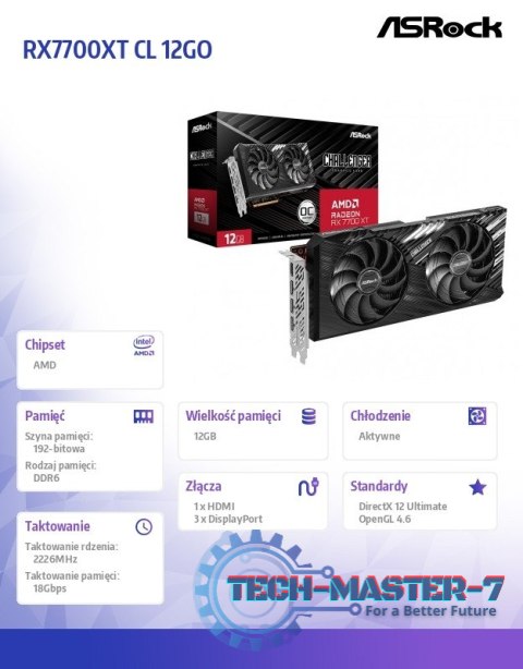 Karta graficzna Radeon RX 7700 XT CHALLENGER OC 12G GDDR6 192bit Karta graficzna Radeon RX 7700 XT CHALLENGER OC 12G GDDR6 192bit