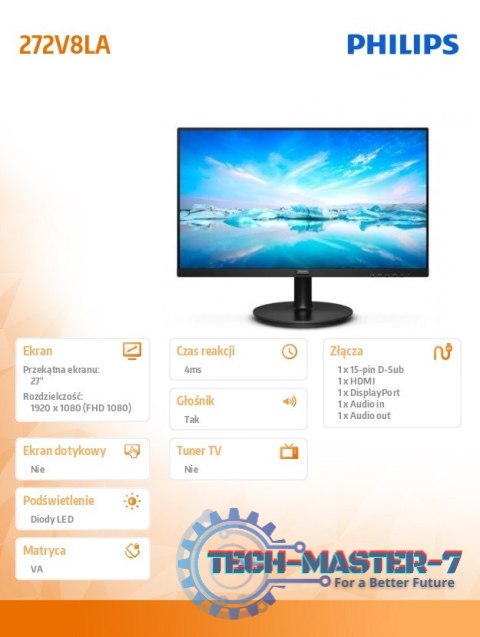 Monitor 272V8LA 27 cali VA HDMI DP Głośniki Monitor 272V8LA 27 cali VA HDMI DP Głośniki
