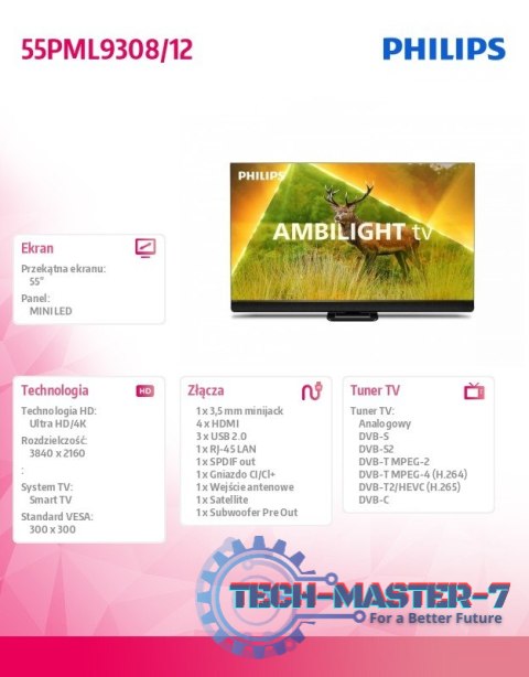 Telewizor 55 cali MINI LED 55PML9308/12 Telewizor 55 cali MINI LED 55PML9308/12