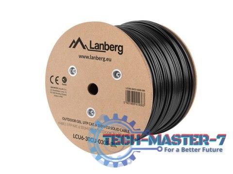 Kabel LAN UTP KAT-6 305M drut outdoor żelowany CU fluke passed, czarny Kabel LAN UTP KAT-6 305M drut outdoor żelowany CU fluke passed, czarny