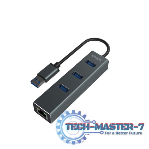 Hub AK-58 3-portowy USB-A 3.1 Gen 1 z adapterem RJ-45 Gigabit Ethernet Hub AK-58 3-portowy USB-A 3.1 Gen 1 z adapterem RJ-45 Gigabit Ethernet