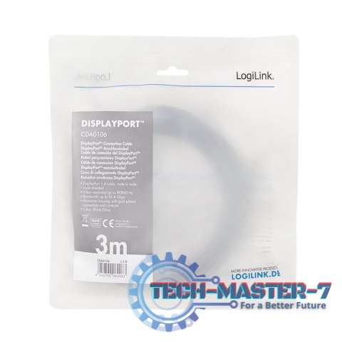 Kabel DisplayPort 8K/60 Hz,DP/M do DP/M aluminium 3m Kabel DisplayPort 8K/60 Hz,DP/M do DP/M aluminium 3m