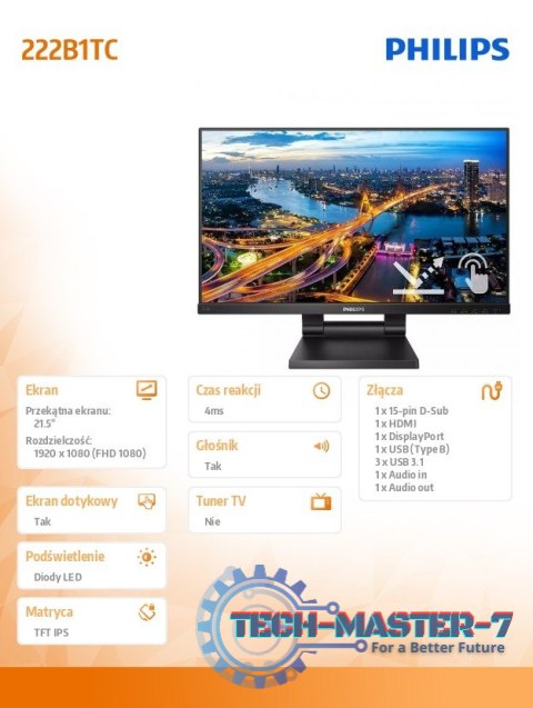 Monitor 21.5 cali 222B1TC IPS Touch HDMI DP Monitor 21.5 cali 222B1TC IPS Touch HDMI DP