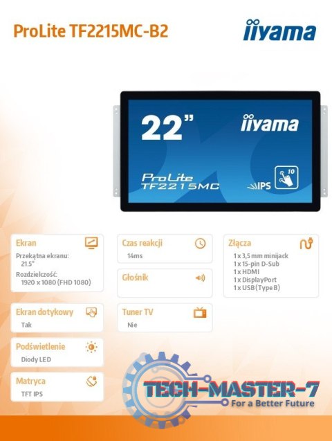 Monitor 22 TF2215MC-B2 pojemnościowy 10pkt pianka IPS DP HDMI Monitor 22 TF2215MC-B2 pojemnościowy 10pkt pianka IPS DP HDMI