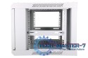 Szafka wisząca rack 6U 600x450 szara szklane drzwi