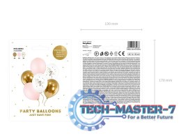 Balony urodzinowe Pastel Pale Pink biały złoty różowy 30cm 5 sztuk