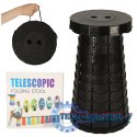 Krzesło składane taboret teleskopowy turystyczny przenośny czarny 200kg
