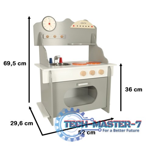 Kuchnia dla dzieci drewniana MDF piekarnik garnki akcesoria 70cm Kuchnia dla dzieci drewniana MDF piekarnik garnki akcesoria 70cm