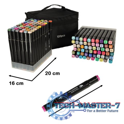 Markery dwustronne mazaki alkoholowe w etui 120 + podstawka Markery dwustronne mazaki alkoholowe w etui 120 + podstawka