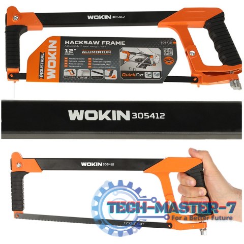Piła ręczna brzeszczot do metalu kabłąkowa aluminiowy uchwyt regulacja ostrza 300 mm WOKIN Piła ręczna brzeszczot do metalu kabłąkowa aluminiowy uchwyt regulacja ostrza 300 mm WOKIN
