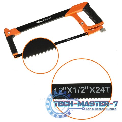 Piła ręczna brzeszczot do metalu kabłąkowa aluminiowy uchwyt regulacja ostrza 300 mm WOKIN Piła ręczna brzeszczot do metalu kabłąkowa aluminiowy uchwyt regulacja ostrza 300 mm WOKIN