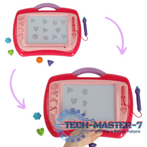 Tablica magnetyczna tablet do rysowania znikopis stempelki różowy XL Tablica magnetyczna tablet do rysowania znikopis stempelki różowy XL