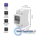 Jednofazowy elektroniczny licznik | miernik zużycia energii na szynę DIN | 230V | LCD | 2P Jednofazowy elektroniczny licznik | miernik zużycia energii na szynę DIN | 230V | LCD | 2P
