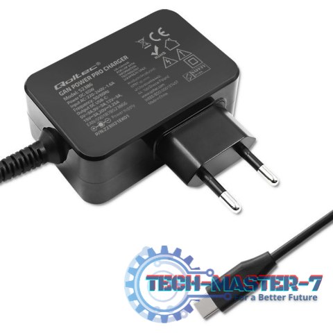 Ładowarka GaN Power Pro | 1xUSB-C | 65W | 5-20V | 3-3.25A | Czarna Ładowarka GaN Power Pro | 1xUSB-C | 65W | 5-20V | 3-3.25A | Czarna