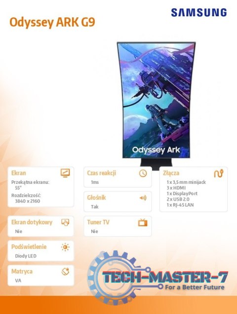 Monitor gamingowy Odyssey ARK G9 55 cali LS55CG970NUXDU Monitor gamingowy Odyssey ARK G9 55 cali LS55CG970NUXDU