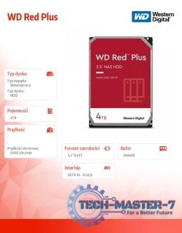Dysk 3,5 cala WD Red Plus 4TB CMR 256MB/5400RPM