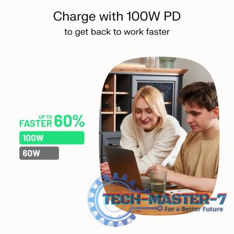 Kabel USB-C-USB-C PowerStream 100W oplot 1,2m czarny Kabel USB-C-USB-C PowerStream 100W oplot 1,2m czarny