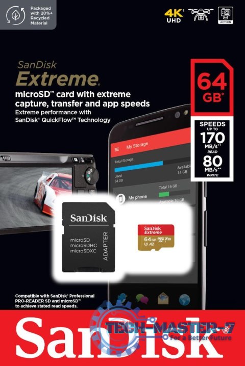 Karta pamięci Extreme microSDXC 64GB 170/80 MB/s A2 V30 U3 Karta pamięci Extreme microSDXC 64GB 170/80 MB/s A2 V30 U3