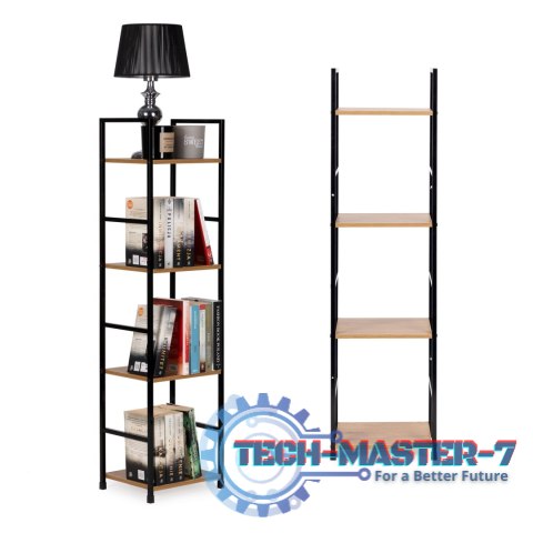 Regał drewniany nowoczesny metalowa rama LOFT 4 półki ModernHome ModernHome Regał drewniany nowoczesny metalowa rama LOFT 4 półki ModernHome ModernHome