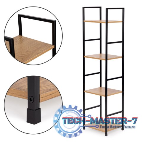 Regał drewniany nowoczesny metalowa rama LOFT 4 półki ModernHome ModernHome Regał drewniany nowoczesny metalowa rama LOFT 4 półki ModernHome ModernHome