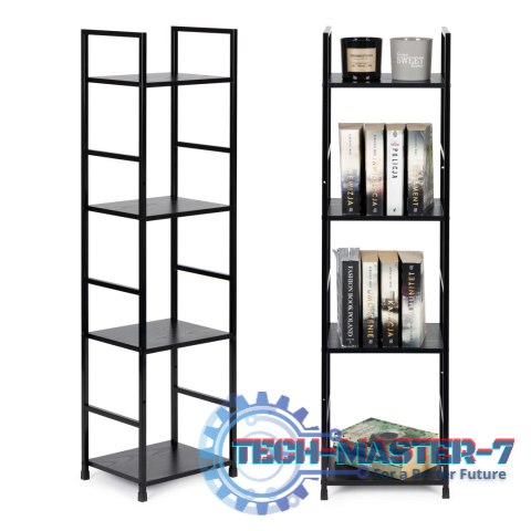 Regał drewniany nowoczesny metalowa rama LOFT 4 półki czarny ModernHome ModernHome Regał drewniany nowoczesny metalowa rama LOFT 4 półki czarny ModernHome ModernHome