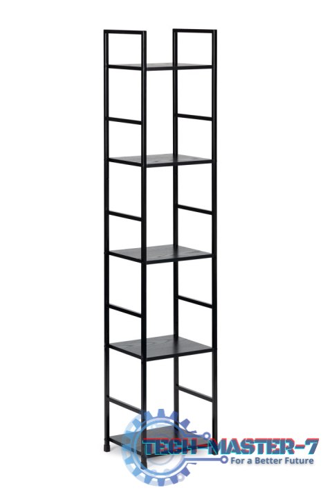 Regał drewniany nowoczesny metalowa rama LOFT 5 półek czarny ModernHome ModernHome Regał drewniany nowoczesny metalowa rama LOFT 5 półek czarny ModernHome ModernHome