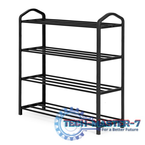 Regał na buty metalowy 4 półki 12 par butów czarny ModernHome ModernHome Regał na buty metalowy 4 półki 12 par butów czarny ModernHome ModernHome
