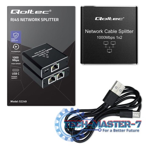 Rozdzielacz Splitter mini SWITCH 1x2 port RJ45 | 1000Mbps | USB-C| Aluminium Rozdzielacz Splitter mini SWITCH 1x2 port RJ45 | 1000Mbps | USB-C| Aluminium