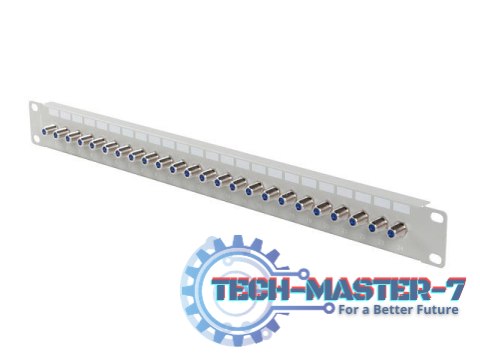 Patch panel 24 porty 19 cali gniazdo Typ F beczka szary Patch panel 24 porty 19 cali gniazdo Typ F beczka szary
