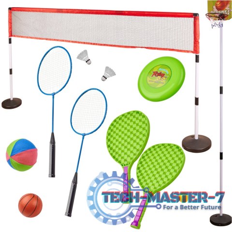Zestaw sportowy 5w1 badminton koszykówka siatkówka tenis frisbee Zestaw sportowy 5w1 badminton koszykówka siatkówka tenis frisbee