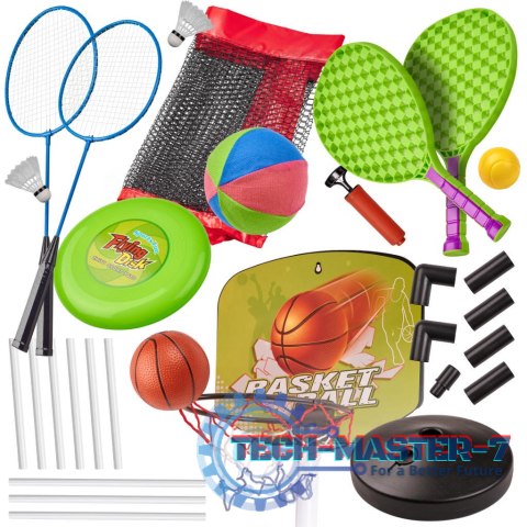 Zestaw sportowy 5w1 badminton koszykówka siatkówka tenis frisbee Zestaw sportowy 5w1 badminton koszykówka siatkówka tenis frisbee