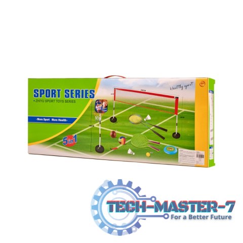 Zestaw sportowy 5w1 badminton koszykówka siatkówka tenis frisbee Zestaw sportowy 5w1 badminton koszykówka siatkówka tenis frisbee