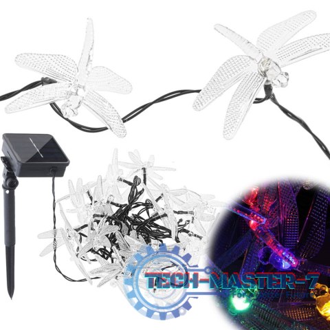 Lampki ogrodowe solarne ważki 6,5m 30LED multikolor Lampki ogrodowe solarne ważki 6,5m 30LED multikolor