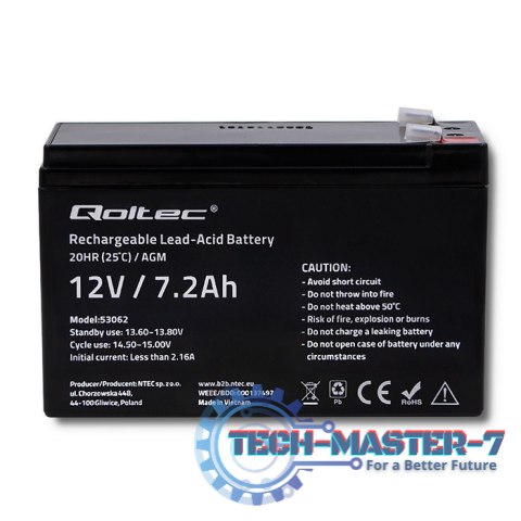 Akumulator AGM 12V | 7.2Ah | max. 108A Akumulator AGM 12V | 7.2Ah | max. 108A