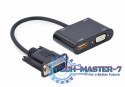 Konwerter sygnału VGA do HDMI + VGA czarny, 15 cm