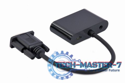 Konwerter sygnału VGA do HDMI + VGA czarny, 15 cm Konwerter sygnału VGA do HDMI + VGA czarny, 15 cm