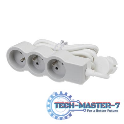 Przedłużacz standard 3x2P+Z 3m biało-szary Przedłużacz standard 3x2P+Z 3m biało-szary