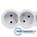 Przedłużacz standard 3x2P+Z 3m biało-szary Przedłużacz standard 3x2P+Z 3m biało-szary