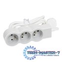 Przedłużacz standard 3x2P+Z 3m biało-szary Przedłużacz standard 3x2P+Z 3m biało-szary