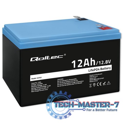 Akumulator LiFePO4 Litowo-Żelazowo-Fosforanowy | 12.8V | 12Ah | 153.6Wh | BMS Akumulator LiFePO4 Litowo-Żelazowo-Fosforanowy | 12.8V | 12Ah | 153.6Wh | BMS