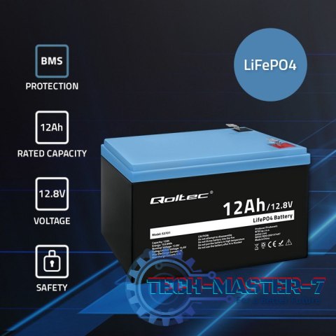 Akumulator LiFePO4 Litowo-Żelazowo-Fosforanowy | 12.8V | 12Ah | 153.6Wh | BMS Akumulator LiFePO4 Litowo-Żelazowo-Fosforanowy | 12.8V | 12Ah | 153.6Wh | BMS