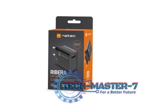 Ładowarka sieciowa Ribera 1x USB-A 18W Czarna Ładowarka sieciowa Ribera 1x USB-A 18W Czarna