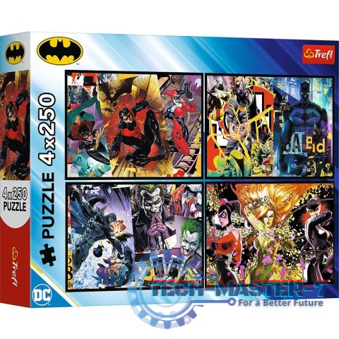 Puzzle 4x250 elementów Batman w akcji Puzzle 4x250 elementów Batman w akcji