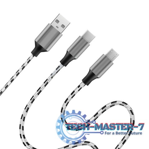 Kabel USB2.0 A/M do micro USB + USB-C, 1.2m Kabel USB2.0 A/M do micro USB + USB-C, 1.2m