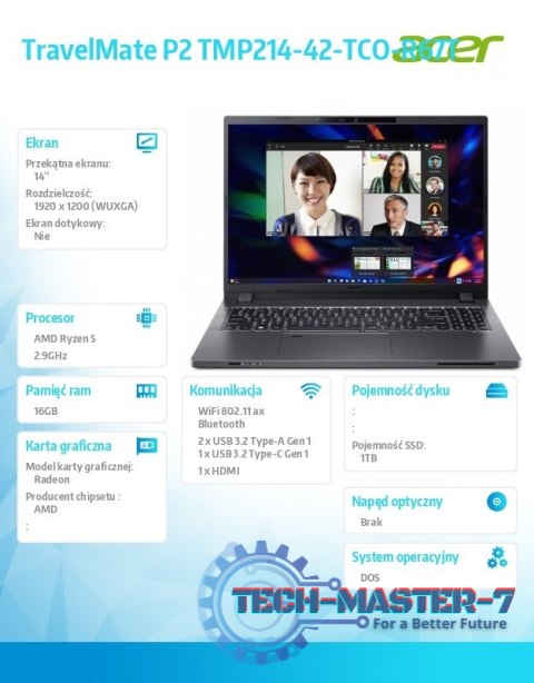 Laptop TravelMate P2 TMP214-42-TCO-R67T R5 PRO 6650U/14.0 FHD IPS/16GB/1TB SSD/DOS Laptop TravelMate P2 TMP214-42-TCO-R67T R5 PRO 6650U/14.0 FHD IPS/16GB/1TB SSD/DOS