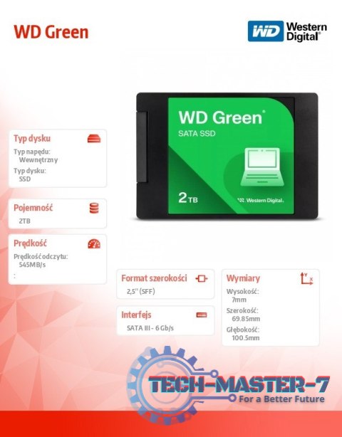 Dysk SSD Green 2TB SATA 2,5 cala WDS200T2G0A Dysk SSD Green 2TB SATA 2,5 cala WDS200T2G0A