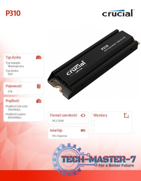 Dysk SSD P310 1TB M.2 NVMe PCIe 4.0 2280 radiator Dysk SSD P310 1TB M.2 NVMe PCIe 4.0 2280 radiator