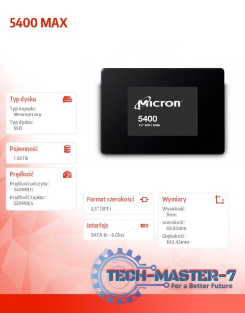 Dysk SSD 5400 MAX 1920GB SATA 2.5 7mm Single Pack Dysk SSD 5400 MAX 1920GB SATA 2.5 7mm Single Pack