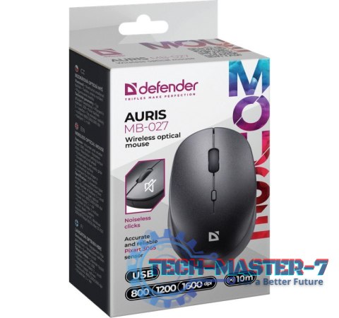 Mysz bezprzewodowa silent click AURIS MB-027 800/1200/1600 DPI czarna Mysz bezprzewodowa silent click AURIS MB-027 800/1200/1600 DPI czarna